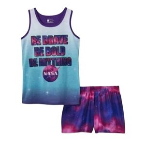 NASA Girls Galaxy Tie Dye Print 2 Pc Sleepwear Set Size 7/8